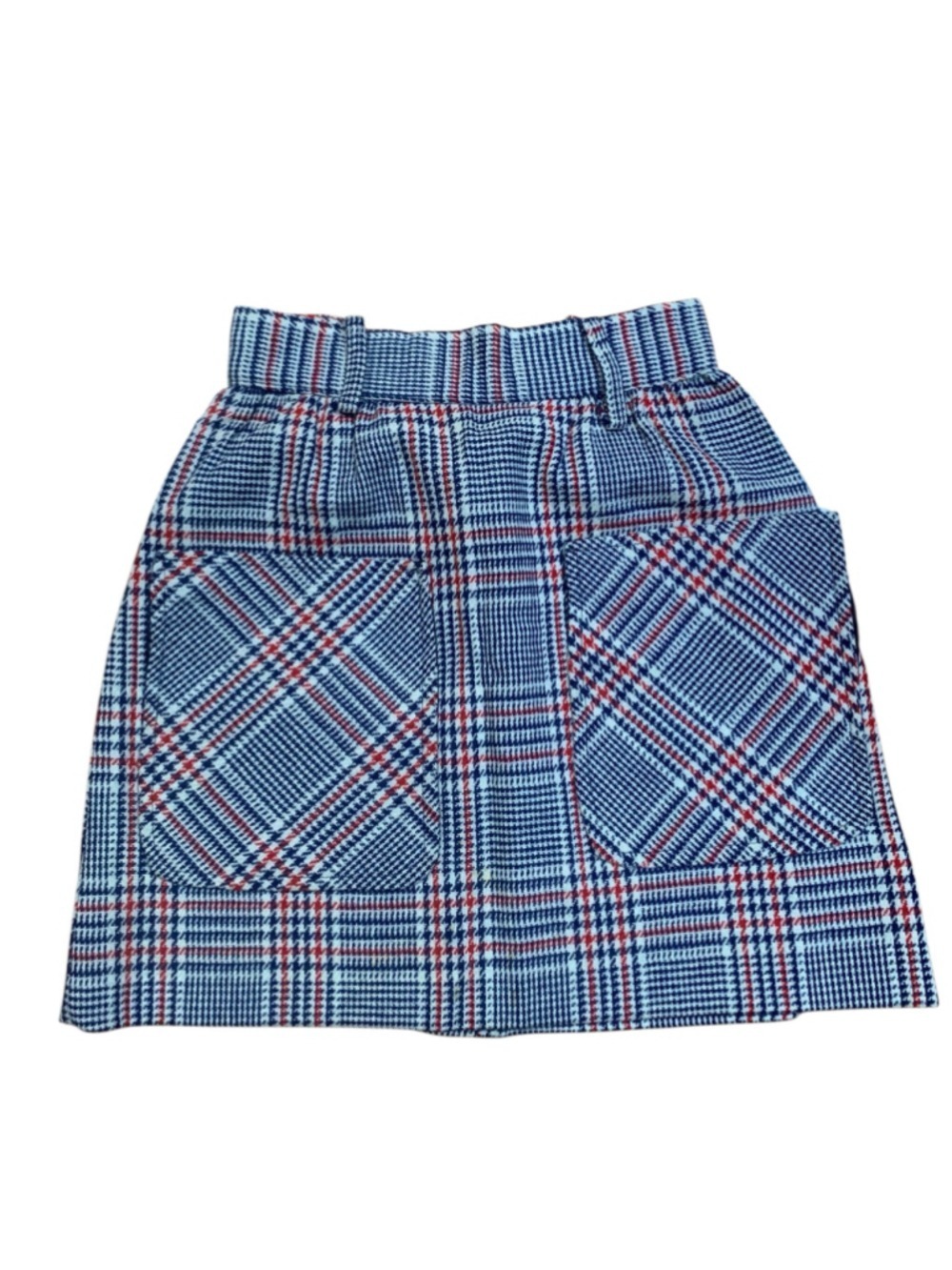 Vntg 70’s Women's College Town of Boston Plaid Mini Skirt Size xs/s Blue Red